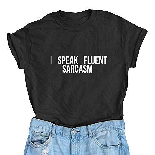 YITAN Womens Cotton Letter Print Short Sleeve Crewneck Graphic Tees Summer Casual Cute Funny T Shirts