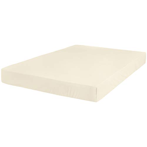 Book Cover AmazonBasics Ultra-Soft Cotton Fitted Sheet - King, Ivory