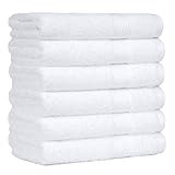 Amazon Basics 100% Cotton Hand Towels, Fade-Resistant, Soft and Absorbent, 16 x 26 inches, White, 6-Pack