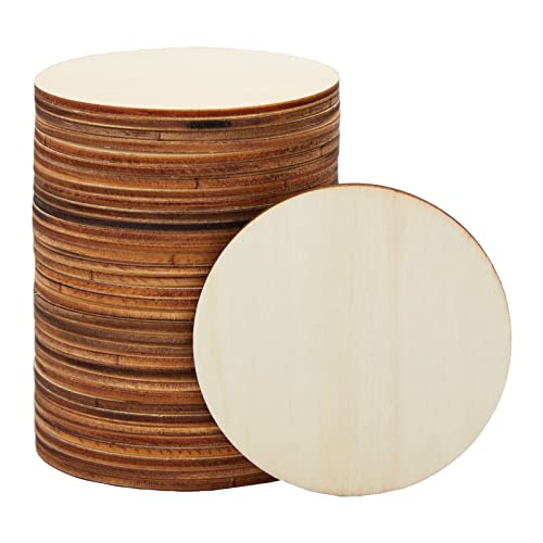 Book Cover Juvale 36 Pack Unfinished Wood Circles for Crafts, 3 Inch Round Wooden Cutouts for DIY Projects