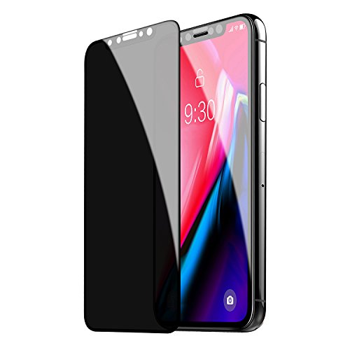 TECHO Privacy Screen Protector for iPhone Xs X, [Full Coverage] [Case Friendly] [Super Clear] Anti-Spy 9H Hardness Tempered Glass Screen Protectors for Apple iPhone 10