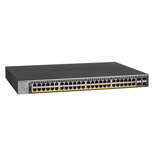 NETGEAR 52-Port PoE Gigabit Ethernet Smart Switch (GS752TP) - Managed, Optional Insight Cloud Management, 48 x PoE+ @ 380W, 4 x 1G SFP, Desktop or Rackmount, and Limited Lifetime Protection