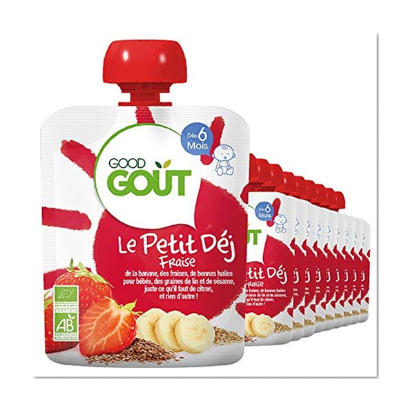 Good Goût - BIO - Gourde Petit Déj Fraise dès 6 Mois 70 g - Pack de 10