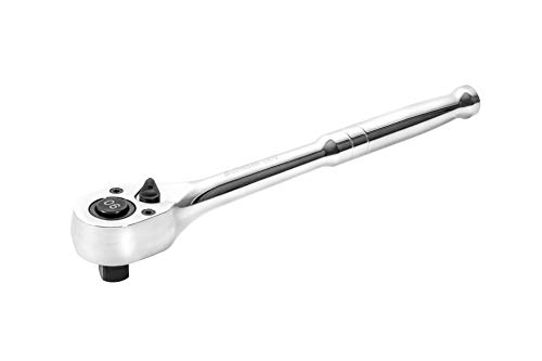 ARES 70306-1/2-Inch Drive 90-Tooth Ratchet - Premium Chrome Vanadium Steel Construction & Mirror Polish Finish - Quick Release for Easy Socket Change - 90-Tooth Reversible Design with 4 Degree Swing