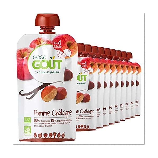 Good Goût - BIO - Gourde de Purée de Fruits Pomme Chataigne dès 4 Mois 120 g - Pack de 10
