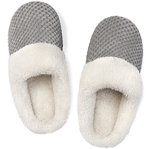 ULTRAIDEAS Women's Comfy Coral Fleece Memory Foam Slippers, Slip-on House Slippers for Indoor Use