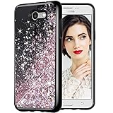 Caka Galaxy J7 2017 Case, Starry Night Series Bling Glitter Flowing Floating Luxury Liquid Sparkle Soft TPU Case for Samsung Galaxy J7 Sky Pro Prime J7 V J7 Perx Halo 2017(AT T) (Rose Gold)