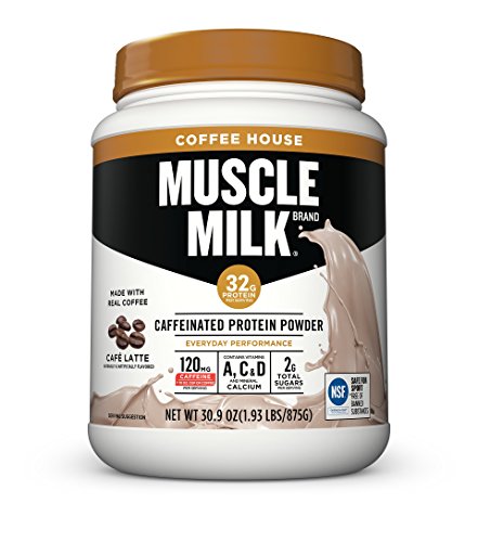 Book Cover Muscle Milk Coffee House Caffeinated Protein Powder, Cafe Latte, 1.93 Pound