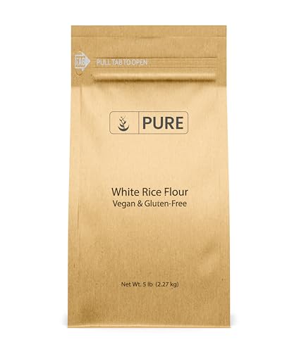 White Rice Flour (5 lb.) by Pure Organic Ingredients, Kosher, Gluten-Free, Fat-Free, Sodium-Free, Unbleached & Untreated, Vegan