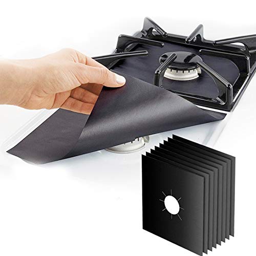 Sunny Town Stove Burner Covers- Reusable Gas Range Protectors,Non-stick Stovetop Burner Liner Cover-Size 10.6"x 10.6"-Double Thickness 0.2mm,BPA Free, Heat-resistant,8 Black Pack