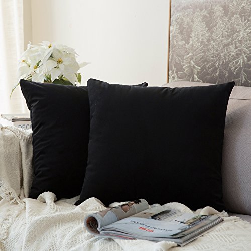 MIULEE Pack of 2, Velvet Soft Solid Decorative Square Throw Pillow Covers Set Cushion Case for Sofa Bedroom Car 20 x 20 Inch 50 x 50 Cm