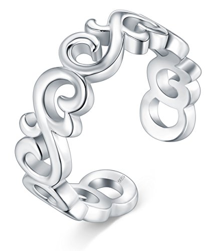 925 Sterting Silver Toe Ring, BoRuo Celtic Knot Adjustable Band Ring