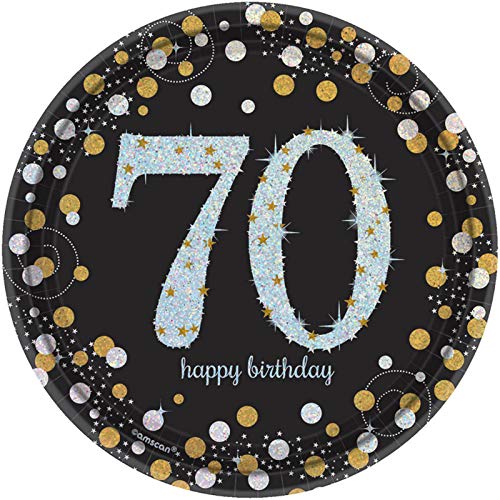 Amscan Sparkling Celebration 70 Round Prismatic Plates, 7", Pack of 8, Multicolor