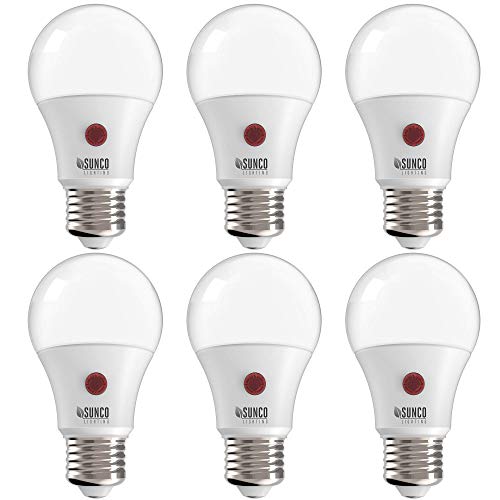 Sunco Lighting 6 Pack LED Dusk to Dawn A19 Bulb Photocell Photosensor Auto On/Off, 9W, UL, Instant ON and 3 Min Delay Off, Indoor/Outdoor Lighting Lamp (5000K - Daylight)