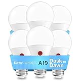 Sunco 6 Pack Dusk to Dawn LED Outdoor Light Bulb A19, Photocell Automatic for Exterior Lighting, 800 LM, 9W (60W Eqv.), 5000K Daylight, Auto On/Off Sensor, IP65 Rated UL