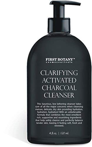 Activated Charcoal Cleanser 4 fl oz with Aloe Vera and Vegan DMAE, Vitamin C Helps to Combat Acne and Blemishes, Fade Dark Spots, and Excellent Hand soap/Hand Wash.