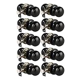 KNOBWELL 10 Pack Modern Door Knob Passage Door Knob, Black Closet Door Knobs, Non Locking Interior Door Knobs Round Ball Door Handle Lockset, Matte Black Keyless Doorknob for Hallway