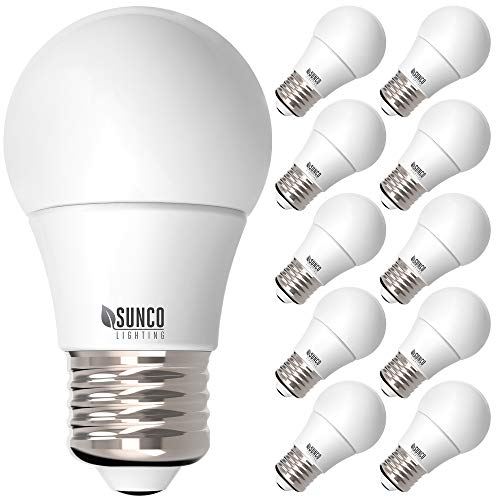 Sunco 10 Pack A15 LED Ceiling Fan Light Bulbs E26 Medium Base CRI92 4000K Cool White 8W Equivalent 60W, 800 Lumens, Dimmable Waterproof Super Bright Appliance Indoor Outdoor UL