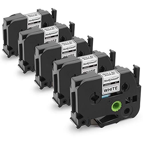 MarkDomain Compatible Label Tape Replacement for TZ TZe 241 Black on White 0.7" x 26.2'(18mm x 8m) TZe241, Compatible with Brother P-Touch Model PT D400 D400AD D450 1880C 2030 18R Label Maker (5 Pack)