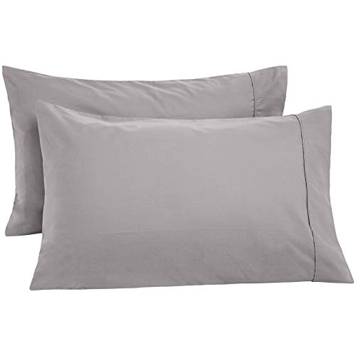Book Cover Amazon Basics Ultra-Soft Cotton Pillow Cases - King, Set of 2, Graphite