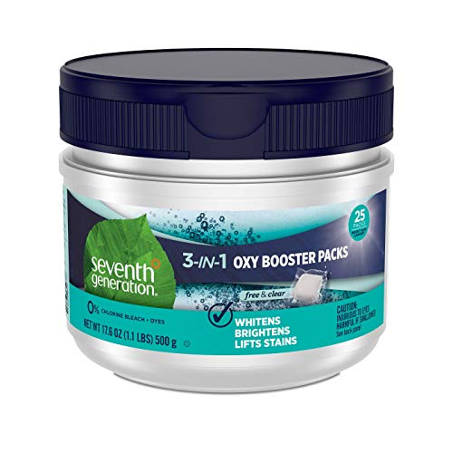 Seventh Generation Laundry Stain Remover Oxy Booster Packs, Free & Clear, 25 Count
