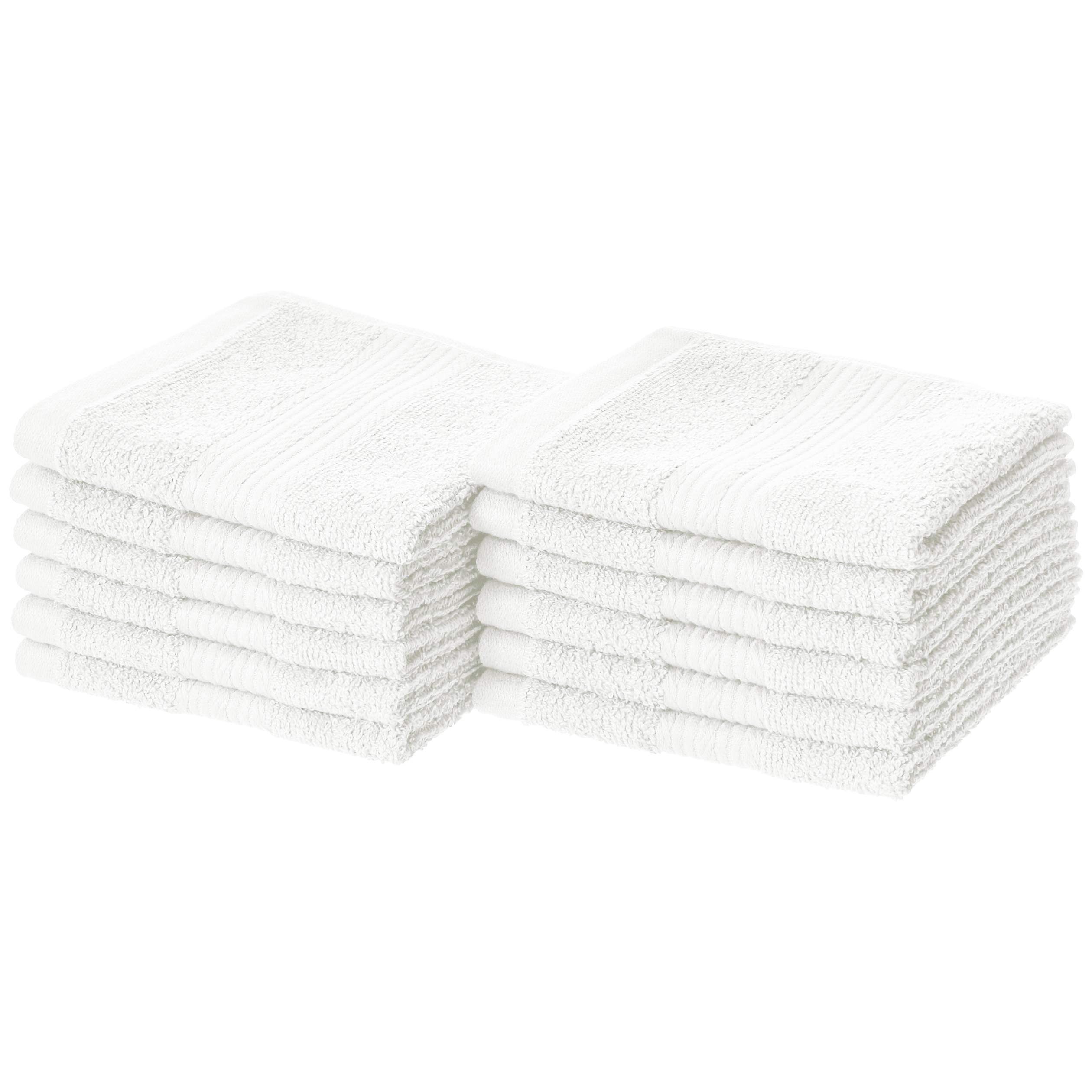 Amazon Basics Fade-Resistant Cotton Washcloth - 12-Pack, White White Washcloth (Pack of 12)