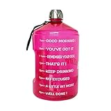 BuildLife 1 Gallon Water Bottle - Motivational Fitness Workout with Time Marker/Drink More Daily/Clear BPA Free/Large 128OZ Capacity Throughout The Day(Pink, 1 Gallon)