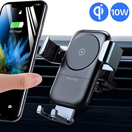 Book Cover Andobil Wireless Car Charger Mount, Auto-Clamping Gravity Sensor Cell Phone Holder, 10W /7.5W Power Qi Fast Charging Air Vent Car Phone Mount Compatible iPhone 11 Pro Max XR Xs X 8, S10 S9 Note 10 9