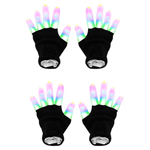 Luwint LED Colorful Flashing Finger Lighting Gloves for Adult Youth, Butterfly Pattern (Kids)