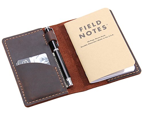 Leather Journal Cover for Field Notes, Moleskine Cahier Cover, Handmade Vintage Leather Cover for 3.5" x 5.5" Notebooks, Coffee