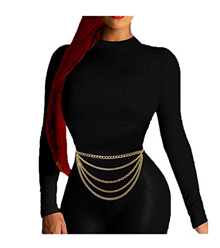 Women's Premium Hang Low Multi Link Chain 4 or 5 Layer Waist Chain Belt in Gold, Silver Tone
