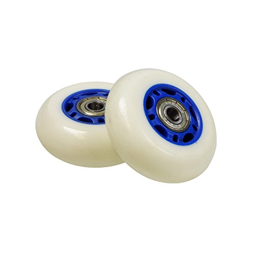 Alvey 68 mm Wheels with Bearings for Razor RipStik RipSter, RipStik RipSter DLX, & Sole Skate (Set of 2) (White Wheel Blue Hub)