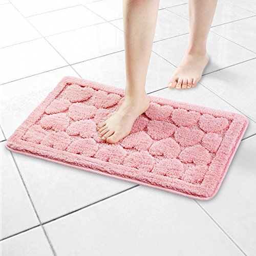Book Cover Seloom Washable Soft Cute Heart Shaped Bath Rugs with Non Slip Backing, Bath Mat Perfect for Bathroom Floor, Sink and Shower (16