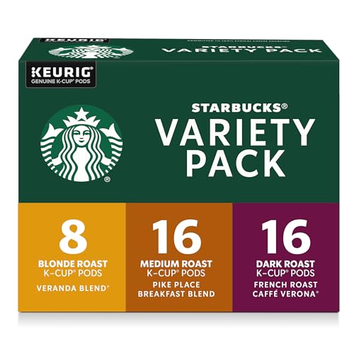 Starbucks K-Cup Coffee Pods, Starbucks Blonde, Medium and Dark Roast Hot or Iced Coffee, Variety Pack, 40 Keurig Pods