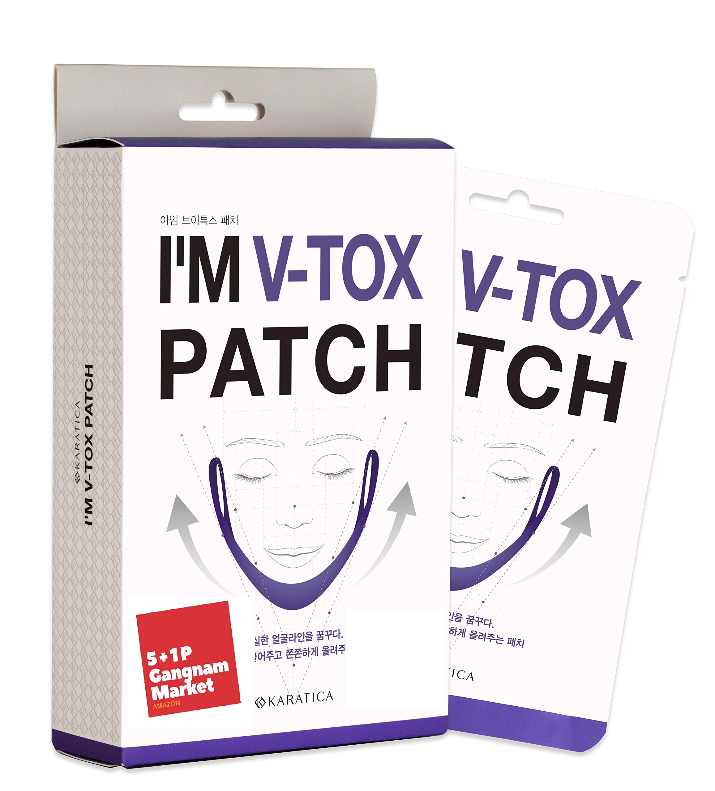 Book Cover KARATICA I'm V-Tox Patch 6PCS, Anti-Cellulite Firming and Treatment with Slim Face & Neck Line, Magic Purple Mask 6Sheets Type