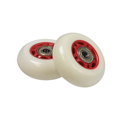 Alvey 68 mm Wheels with Bearings for Razor RipStik RipSter, RipStik RipSter DLX, Sole Skate (Set of 2) (White Wheel Red Hub)