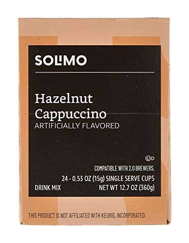 Solimo Cappuccino Single Serve Cups, Hazelnut, 24 Count (Pack of 1)