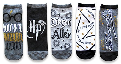Book Cover Harry Potter Diagon Alley Wizard Magic Juniors/Womens 5 Pack Ankle Socks Size 4-10