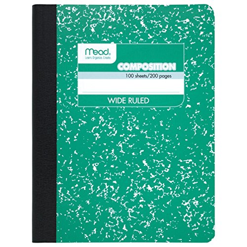 Book Cover Mead Composition Notebook, Comp Book, Wide Ruled Paper, 100 Sheets, 9-3/4