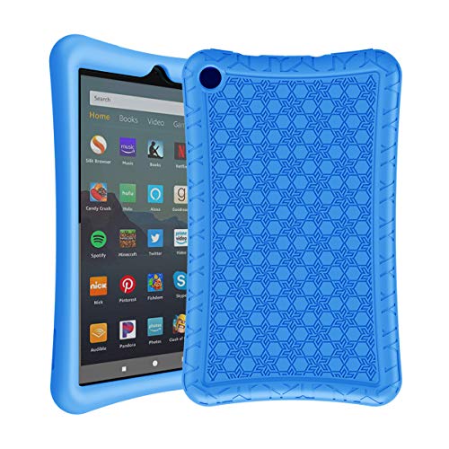 Book Cover AVAWO Silicone Case for Amazon Fire 7 Tablet with Alexa ( 9th Generation, 2019 Release ) - Anti Slip Shockproof Slim Light Weight Protective Cover, Blue