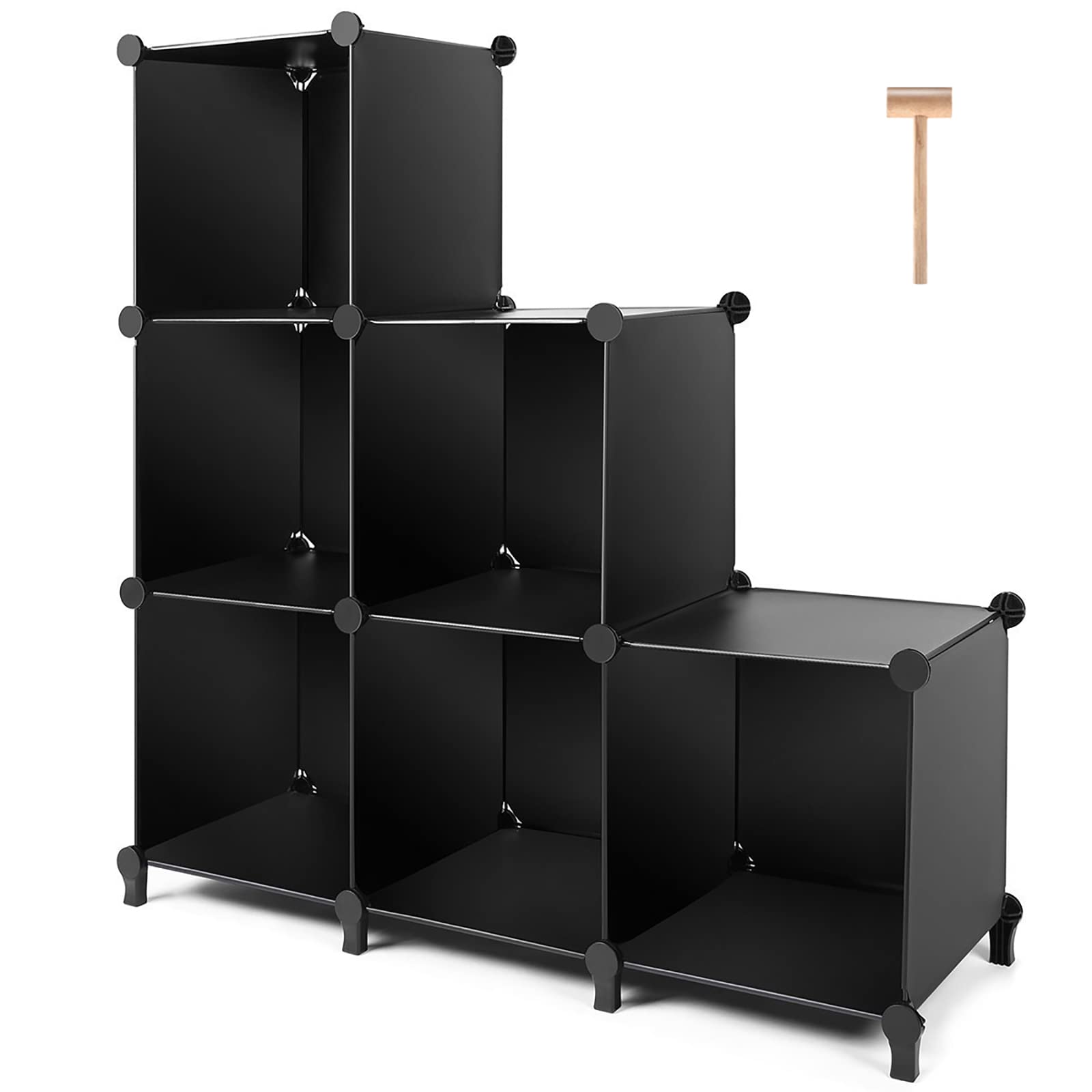 TomCare Cube Storage 6-Cube Closet Organizer Storage Shelves Cubes Organizer DIY Plastic Closet Cabinet Modular Book Shelf Organizing Storage Shelving for Bedroom Living Room Office, Black 6 Cube Black