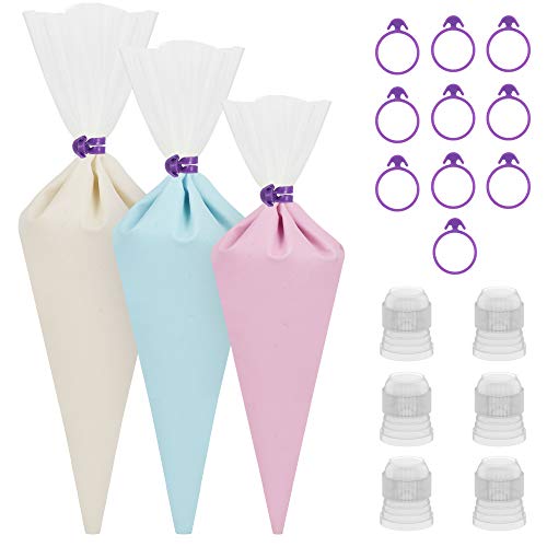 Book Cover Kootek 28 Pcs Cake Decorating Tools with 12 Reusable Silicone Piping Pastry Bags 3 Sizes (12