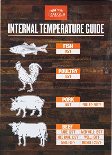 Book Cover Traeger Grills BAC462 Internal Temperature Guide Reference Magnet, Brown and White