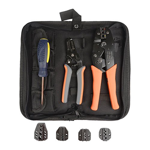 SENTAI Crimping Tool Kit with Stripper & Cutter - For Different Kinds of Terminals with 5 Interchangeable Die Sets 0.5-35mm ² - Packed with Oxford Bag