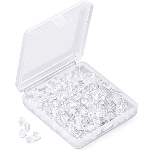 Silicone Earring Backs Earring Backings Soft Clear Ear Safety Back Pads Backstops Bullet Clutch Stopper Replacement for Fish Hook Earring Studs Hoops, Diameter 4mm