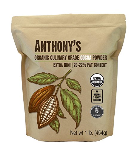Book Cover Anthony's Organic Culinary Grade Cocoa Powder, 1lb, Dutch Processed Baking Cocoa, Gluten Free, Non GMO, Keto Friendly