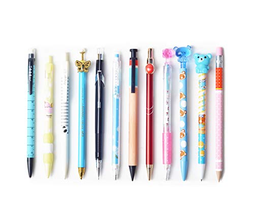 SKKSTATIONERY 12 Pcs Mechanical Pencils Set 0.7mm or 0.5mm Medium Point, Cute Cartoon Favor, 12 Different Design Assorted for School or Office Supplies
