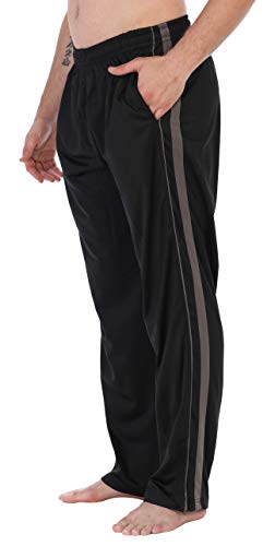 Gioberti Mens Track Running Sport Athletic Pants, Elastic Waist, Zip Bottom