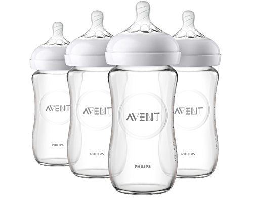 Book Cover Philips Avent Natural Glass Baby Bottle, Clear, 8oz, 4pk, SCF703/47