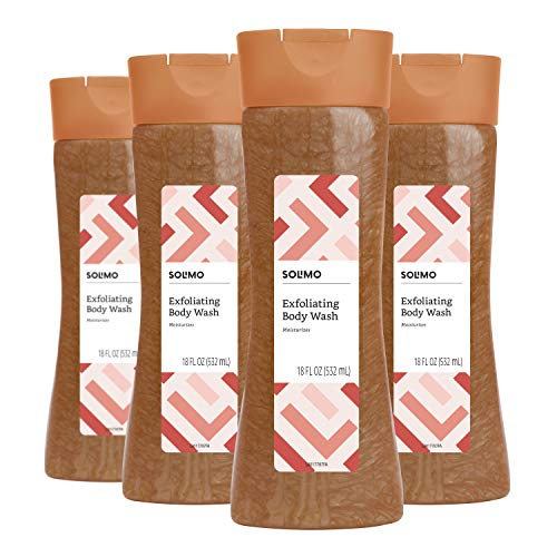 Amazon Brand - Solimo Exfoliating Body Wash, 18 Fluid Ounce (Pack of 4)